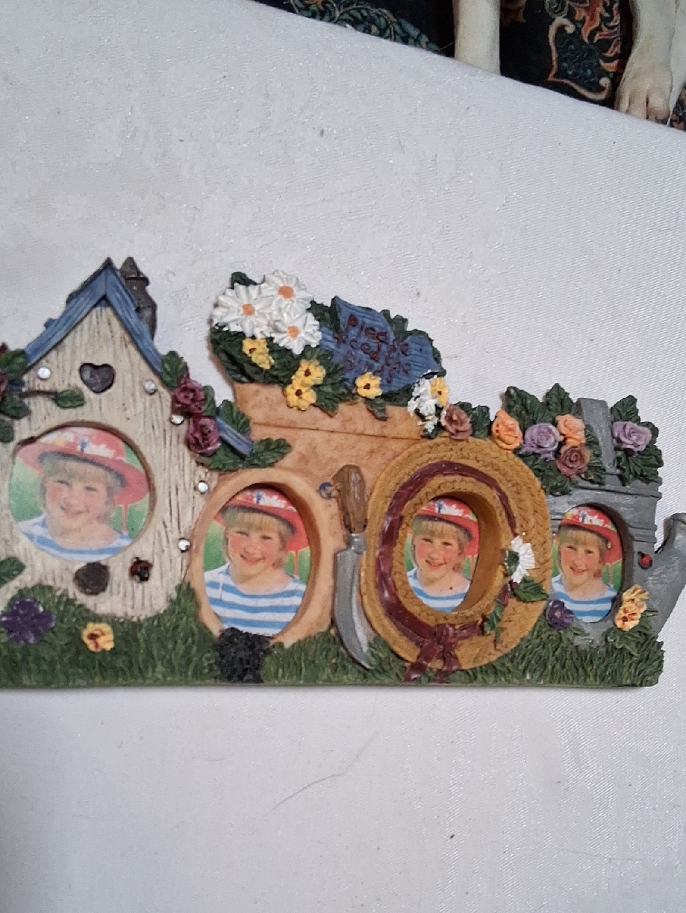 Vintage Multicolor Floral and Garden Scene Picture Frame